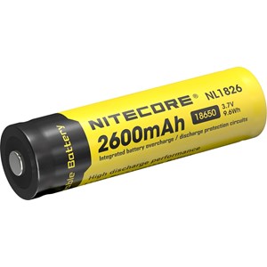 Nitecore Batteri NL1826 ,18650, Li-Ion, 3,7V, 2600 mAh  med krets,