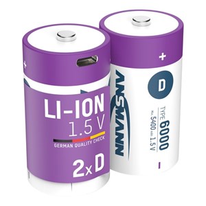 Laddbara D Li-ion,1,5V/6000Mah 2-pack