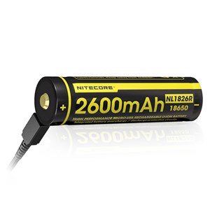 Nitecore Batteri NL1826R 18650, Li-Ion, 3,7V, 2600 mAh  med krets,
