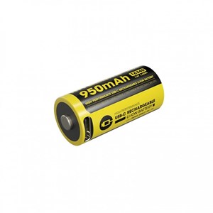 Nitecore Batteri CR123A, Li-Ion, 3,7V, 950 mah med USB-C