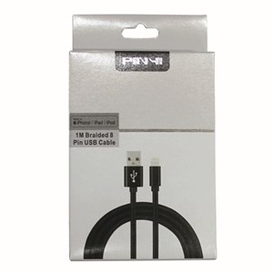 Ladd-synkkabel 8-pin lightning till USB high speed, 1m grå väv